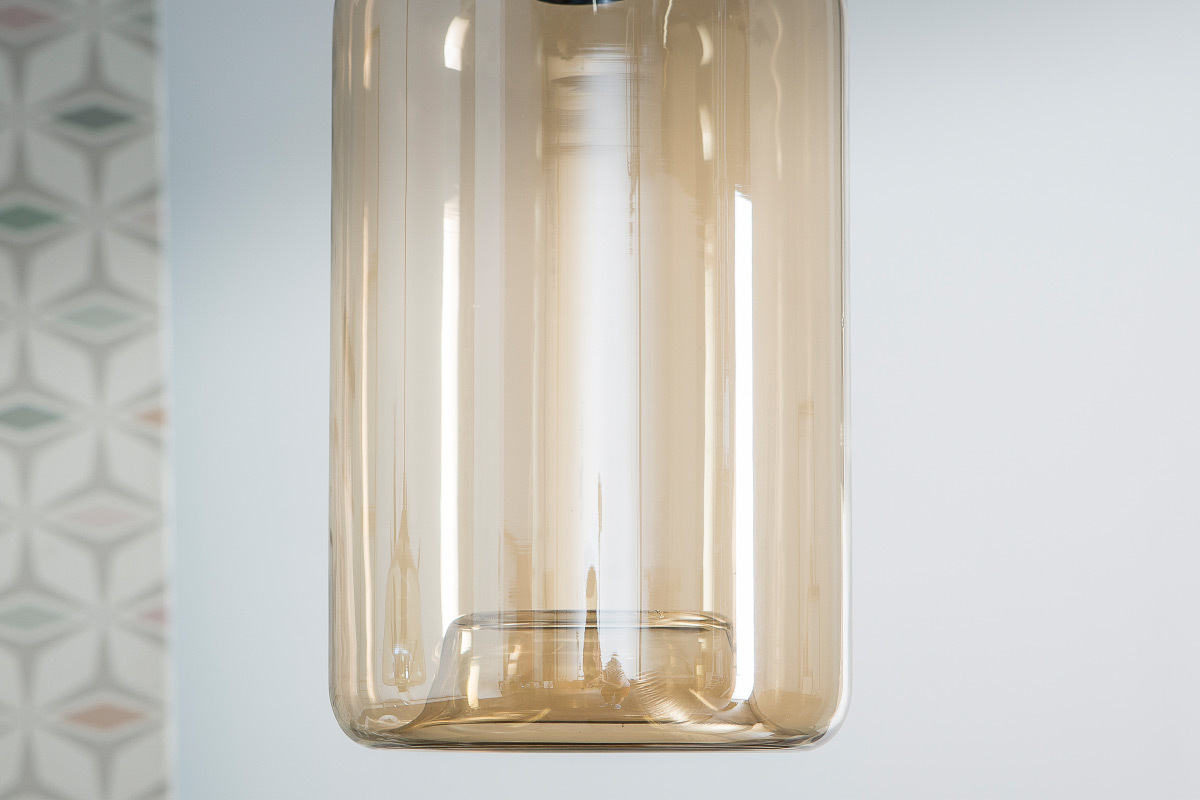 Lampadario di design, in vetro soffiato, fum, modello: MILAN