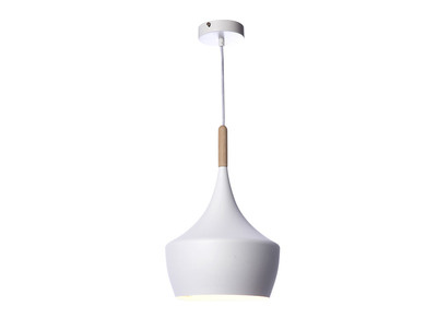 Lampadario in metallo Bianco e legno 24 cm JAVA
