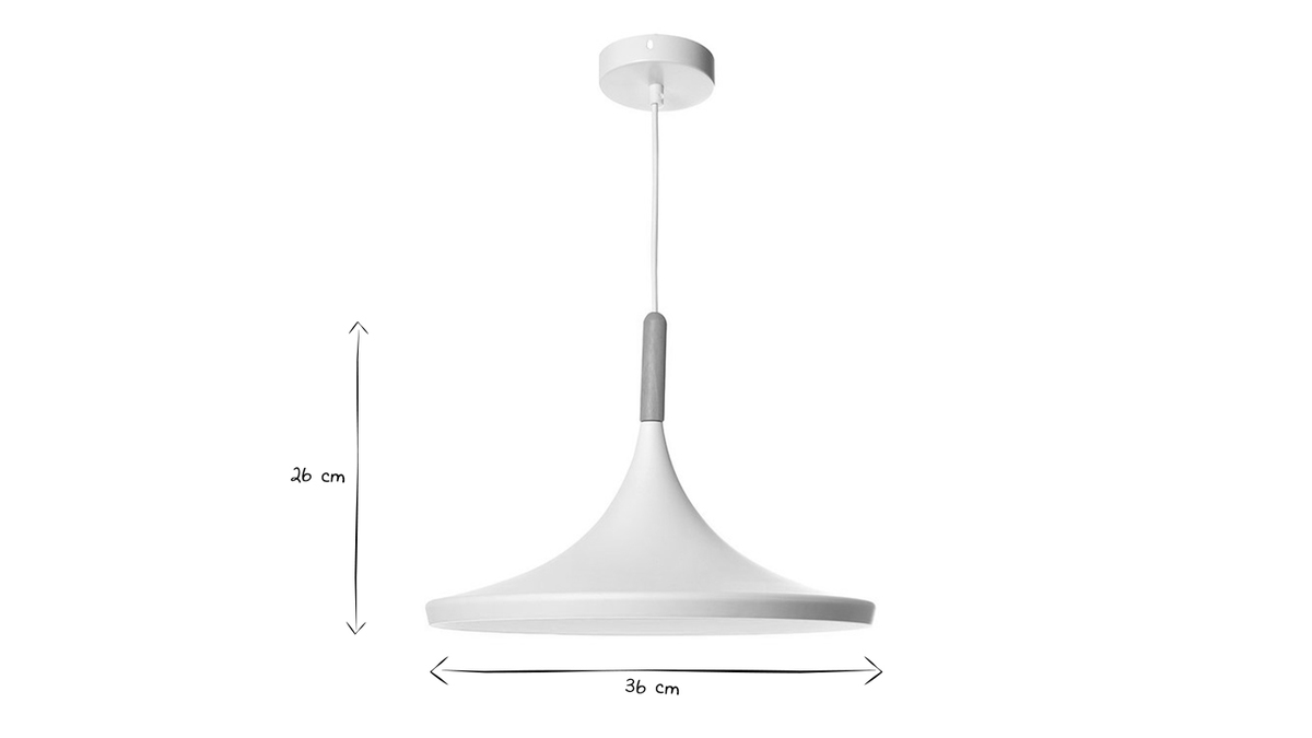 Lampadario in metallo Bianco e legno 36 cm JAVA.