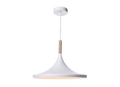 Lampadario in metallo Bianco e legno 36 cm JAVA.