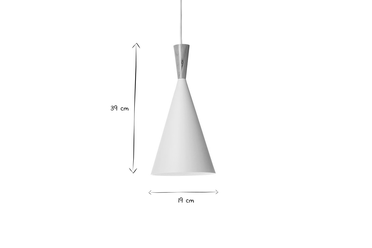 Lampadario in metallo Bianco e legno diametro 19 cm JAVA