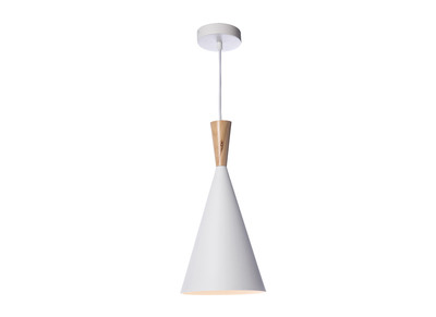 Lampadario in metallo Bianco e legno diametro 19 cm JAVA