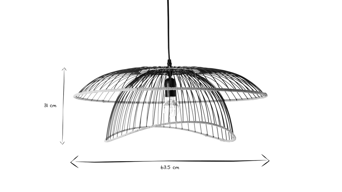 Lampadario in metallo e rattan STEAM