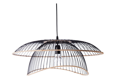 Lampadario in metallo e rattan STEAM