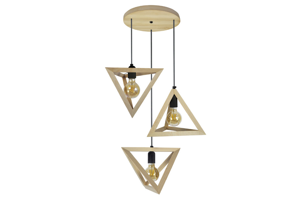 Lampadario piramidale di legno a 3 luci DUNE