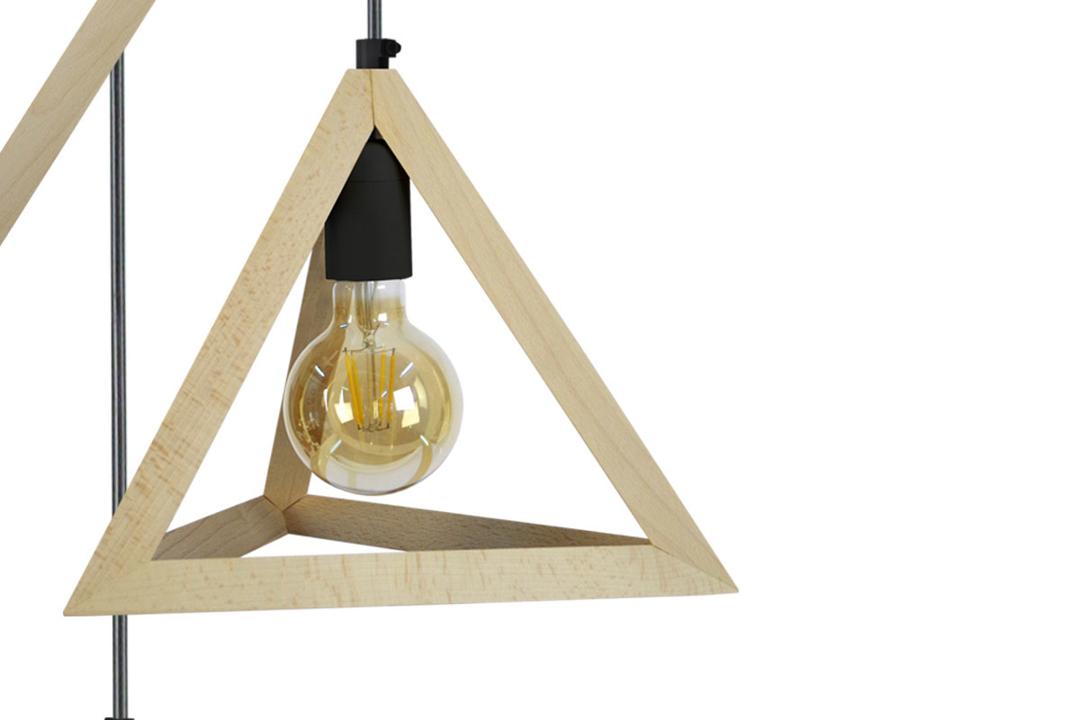 Lampadario piramidale di legno a 3 luci DUNE