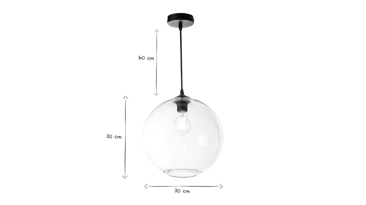 Lampadario sferico in vetro trasparente D30 cm DUNA