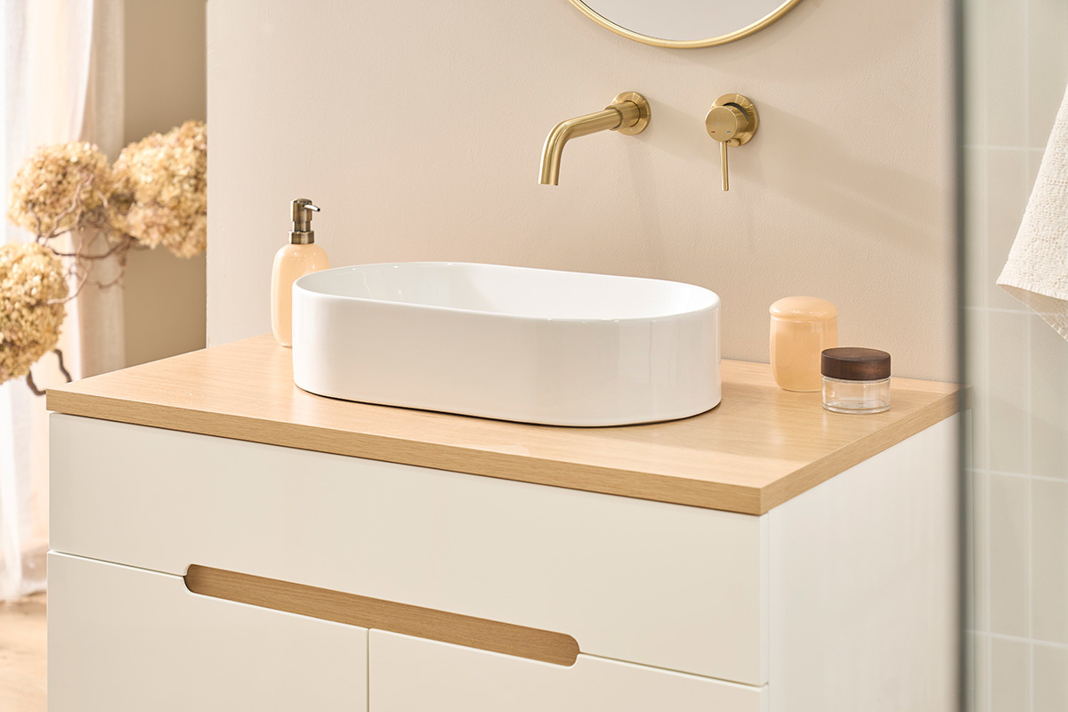 Lavabo ovale in ceramica bianca L52.5 cm YARA