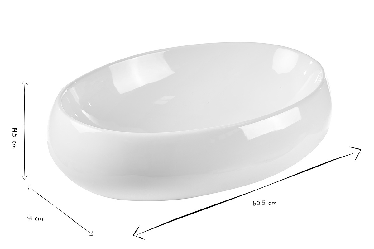 Lavabo ovale in ceramica bianca L60.5 cm GALEA