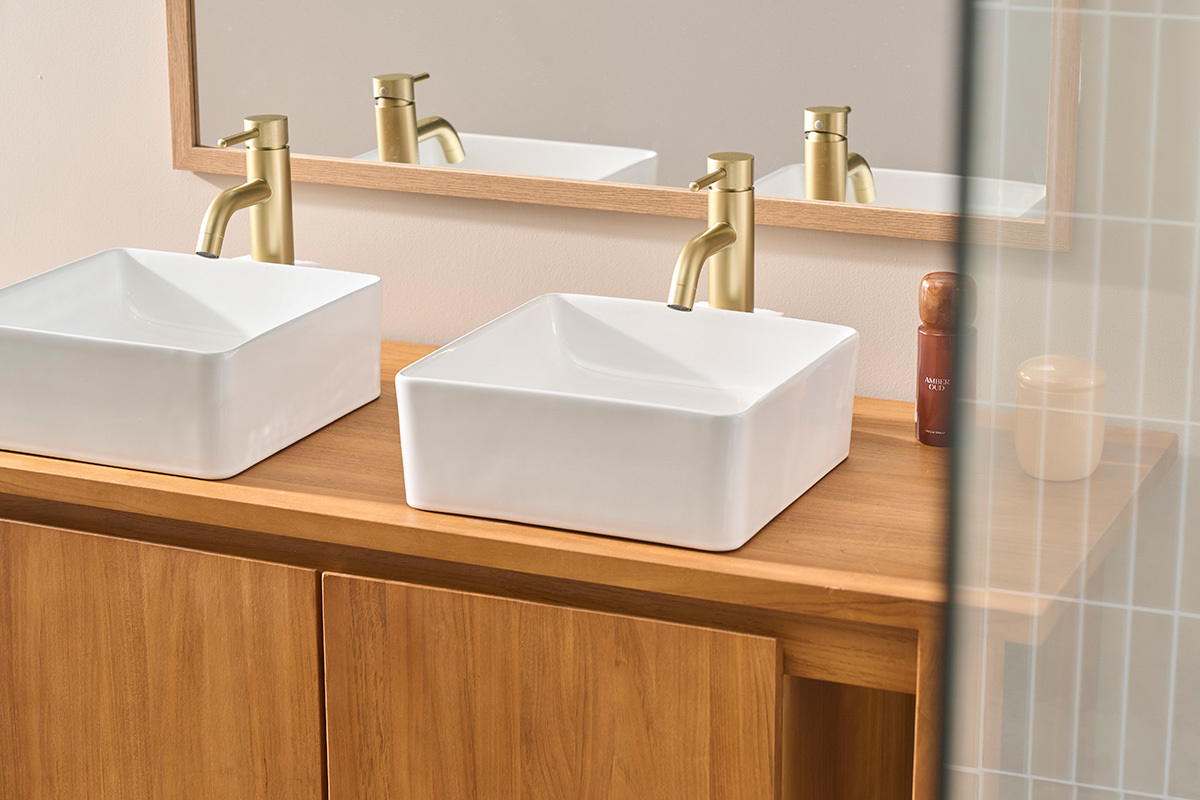 Lavabo quadrato in ceramica bianca L30,5 cm CLEMI