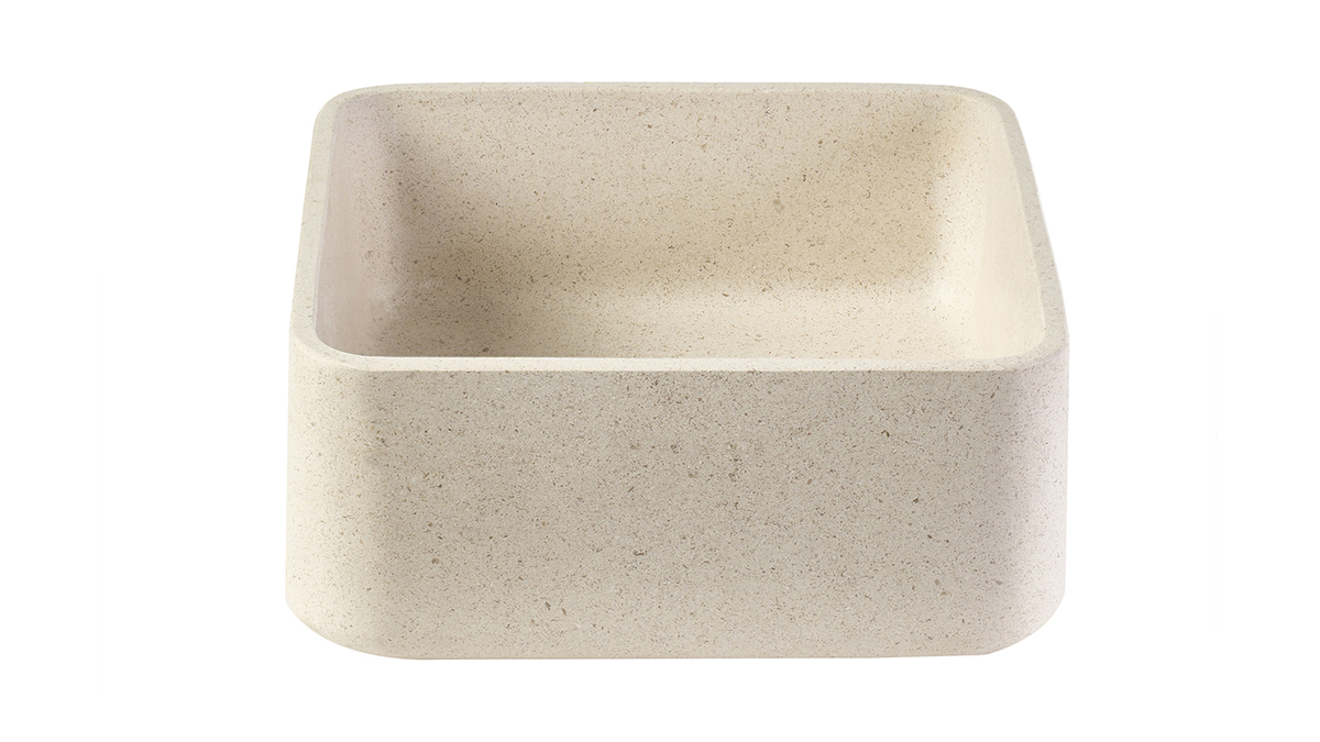 Lavabo quadrato in pietra naturale beige L30 cm FENG