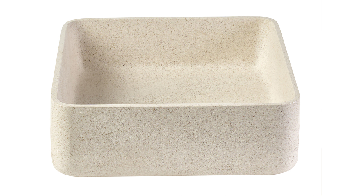 Lavabo quadrato in pietra naturale beige L40 cm FENG