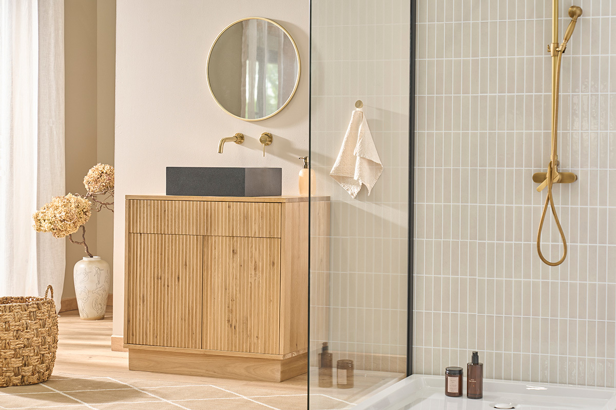 Lavabo quadrato in terrazzo nero L40 cm LOUSSA
