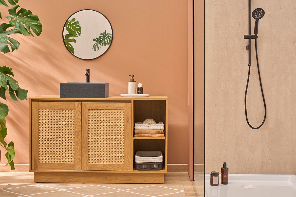 Lavabo quadrato in terrazzo nero L40 cm LOUSSA