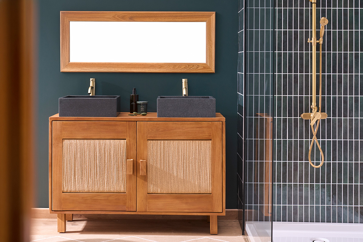 Lavabo quadrato in terrazzo nero L40 cm LOUSSA