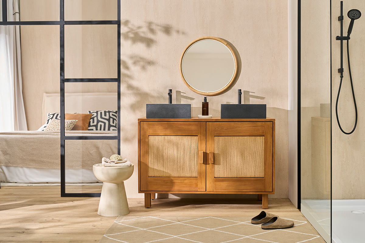 Lavabo quadrato in terrazzo nero L40 cm LOUSSA
