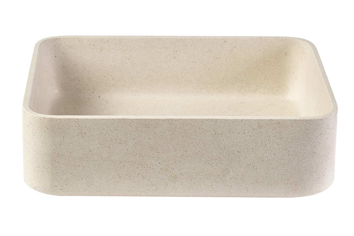 Lavabo rettangolare in pietra naturale beige L48 cm ALIZEE