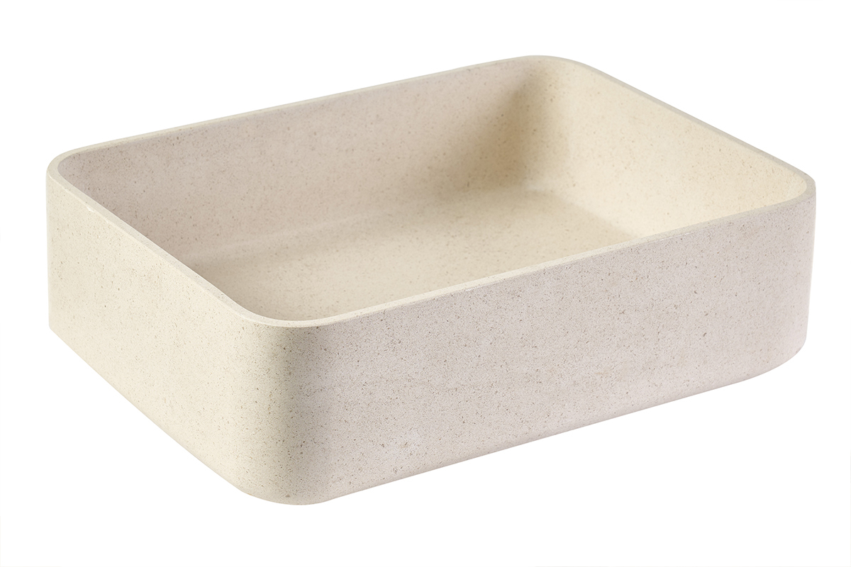 Lavabo rettangolare in pietra naturale beige L48 cm ALIZEE