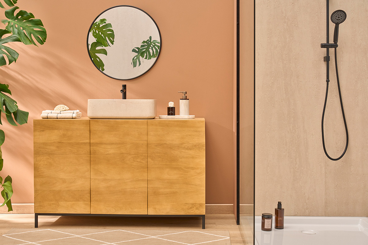 Lavabo rettangolare in pietra naturale beige L48 cm ALIZEE