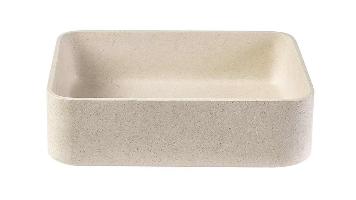 Lavabo rettangolare in pietra naturale beige L48 cm ALIZEE