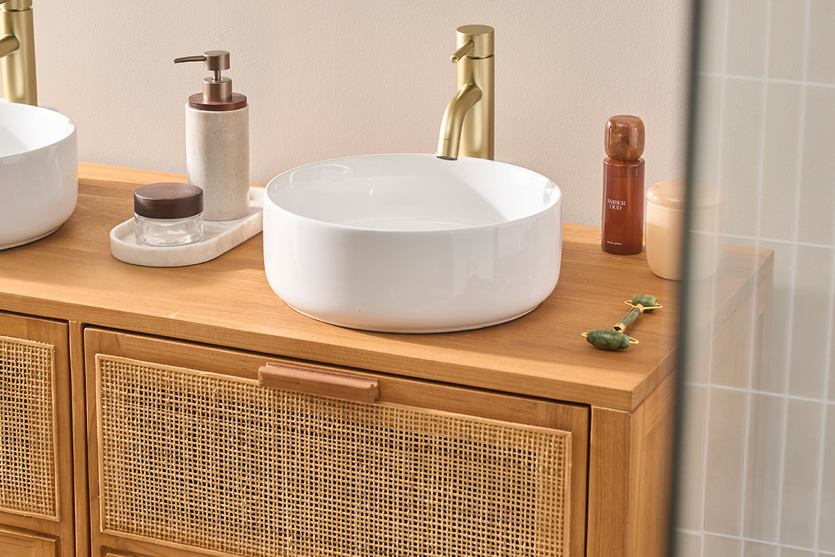 Lavabo rotondo in ceramica bianca D31 cm MARLI