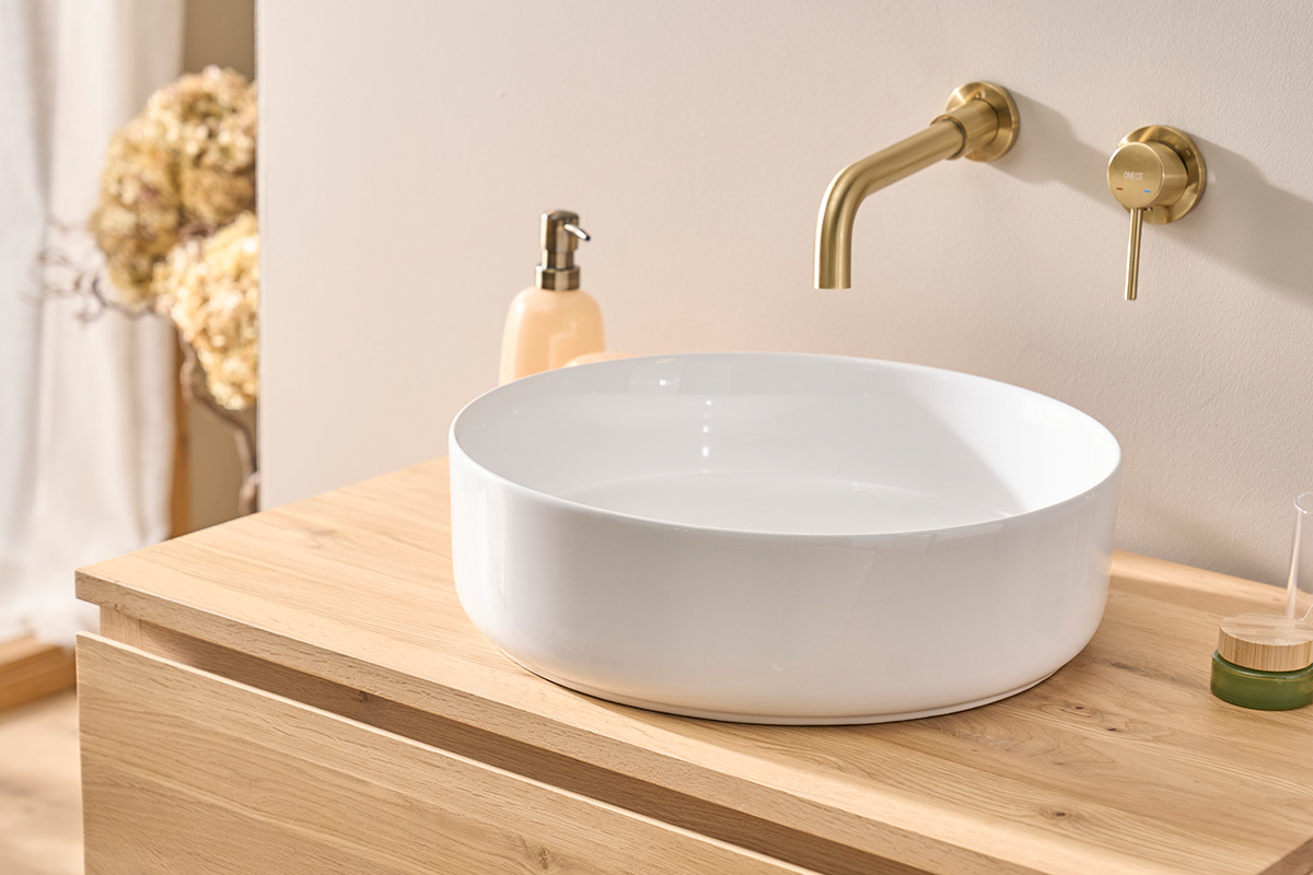 Lavabo rotondo in ceramica bianca D40,5 cm ISLA
