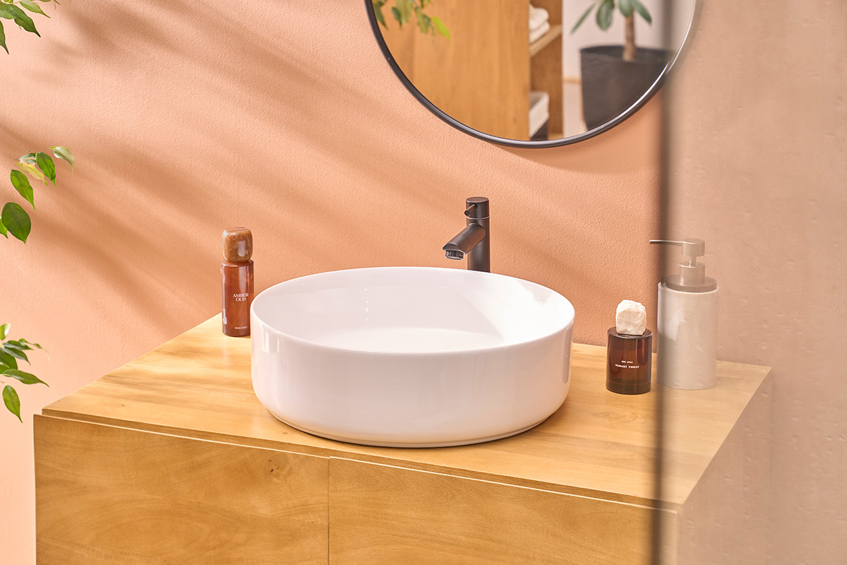 Lavabo rotondo in ceramica bianca D40,5 cm ISLA
