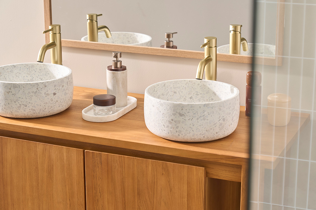 Lavabo rotondo in terrazzo grigio D30 cm JOH