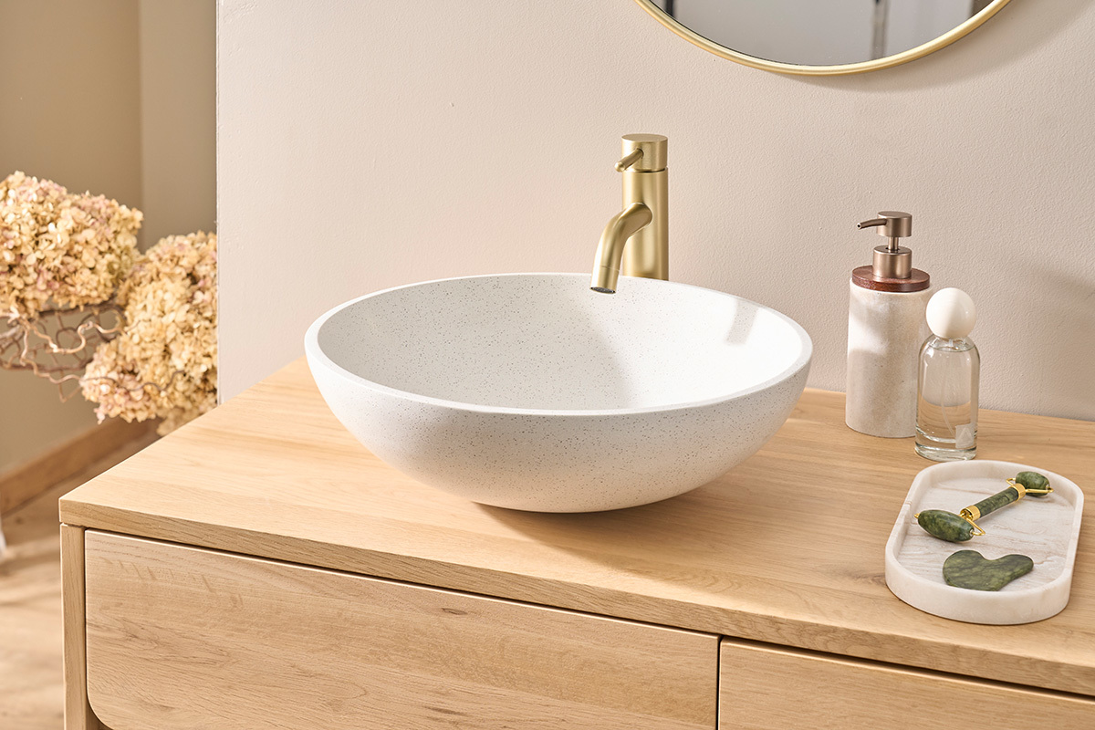 Lavabo rotondo in terrazzo grigio D40 cm LAORA