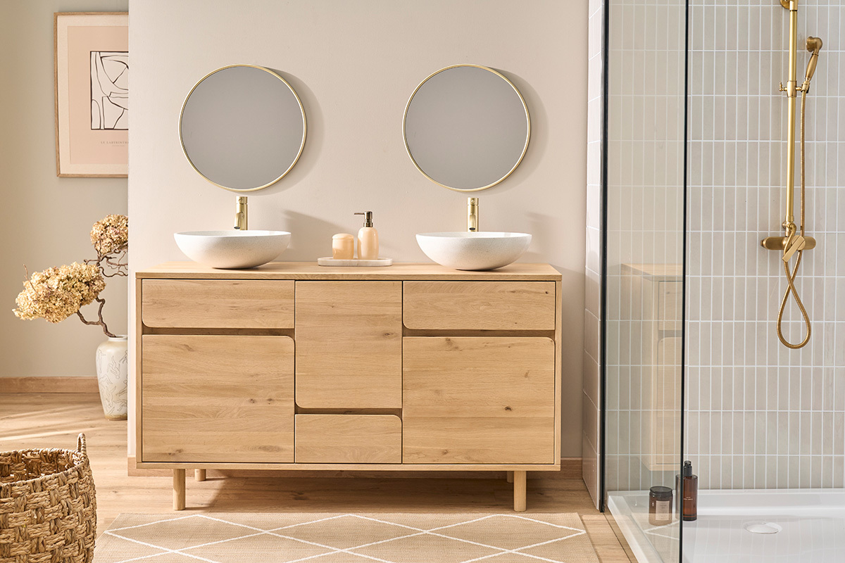 Lavabo rotondo in terrazzo grigio D40 cm LAORA