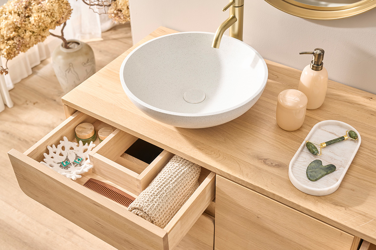 Lavabo rotondo in terrazzo grigio D40 cm LAORA