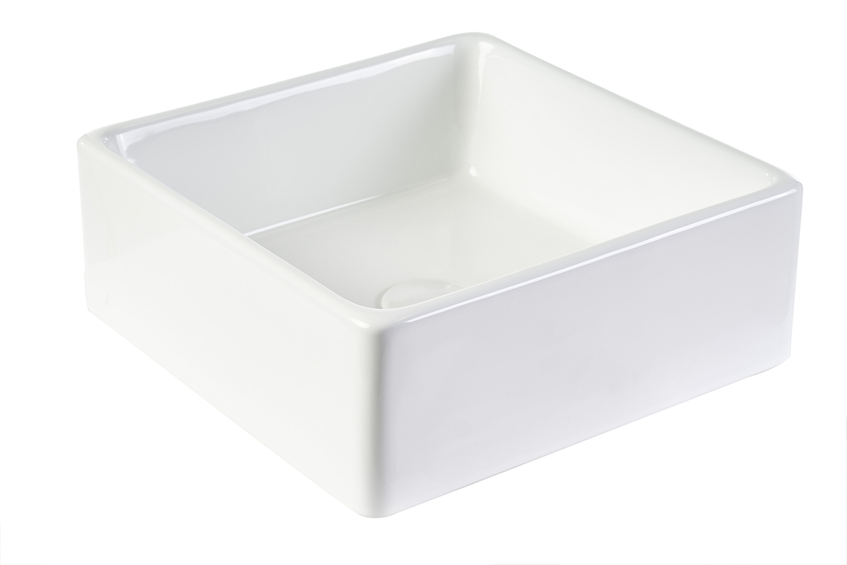 Lavandino quadrato in ceramica bianca L39 cm MILA