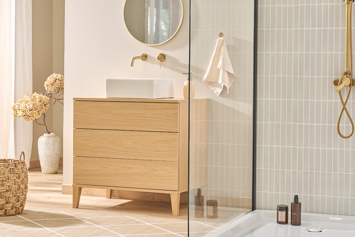 Lavandino quadrato in ceramica bianca L39 cm MILA