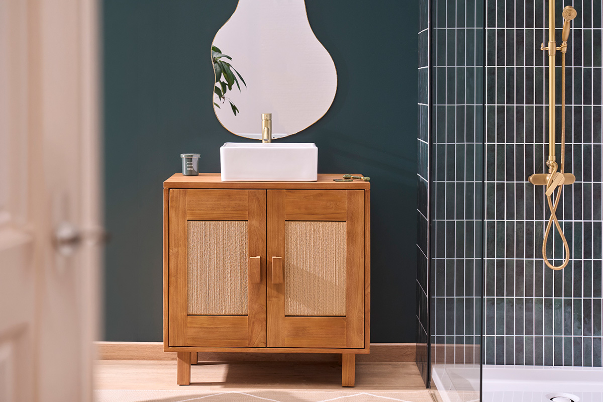 Lavandino quadrato in ceramica bianca L39 cm MILA