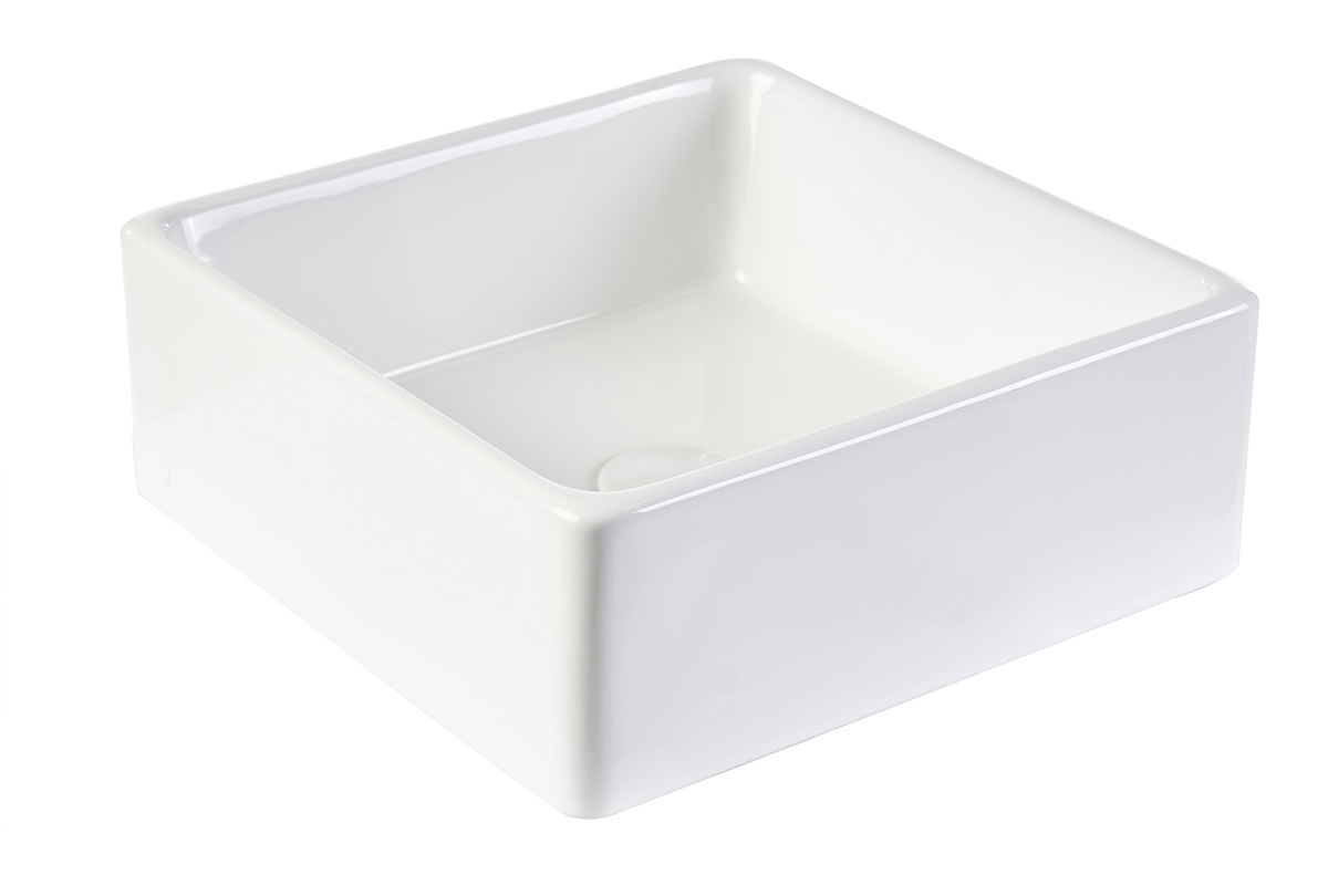 Lavandino quadrato in ceramica bianca L39 cm MILA
