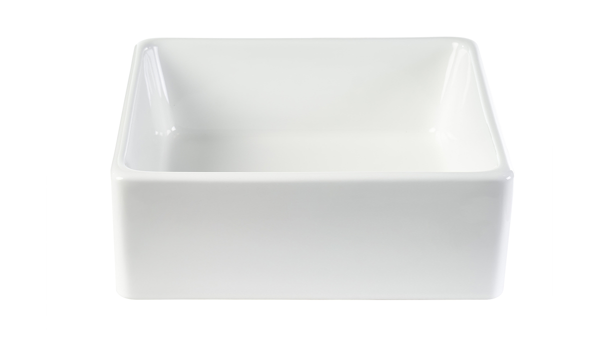 Lavandino quadrato in ceramica bianca L39 cm MILA