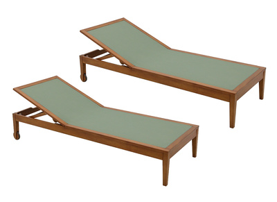 Lettini da sole verde kaki e legno massif (set di 2) NAVEEN