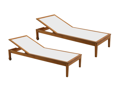 Lettini prendisole bianco e legno massello (set di 2) NAVEEN