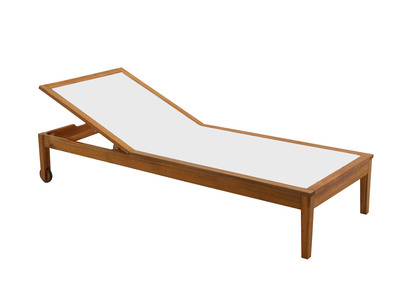 Lettino prendisole bianco e legno massello NAVEEN