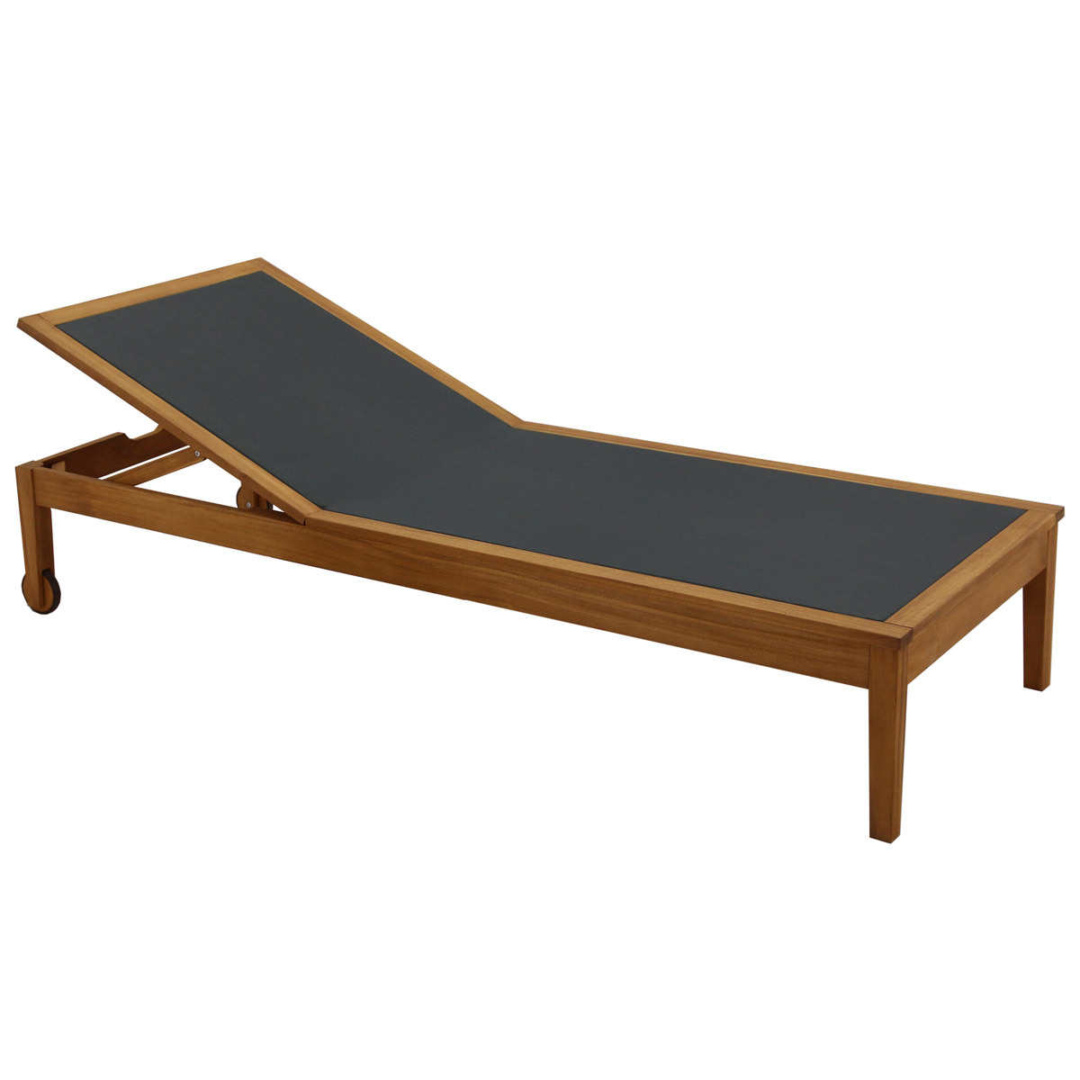 Lettino prendisole grigio scuro e legno massello NAVEEN