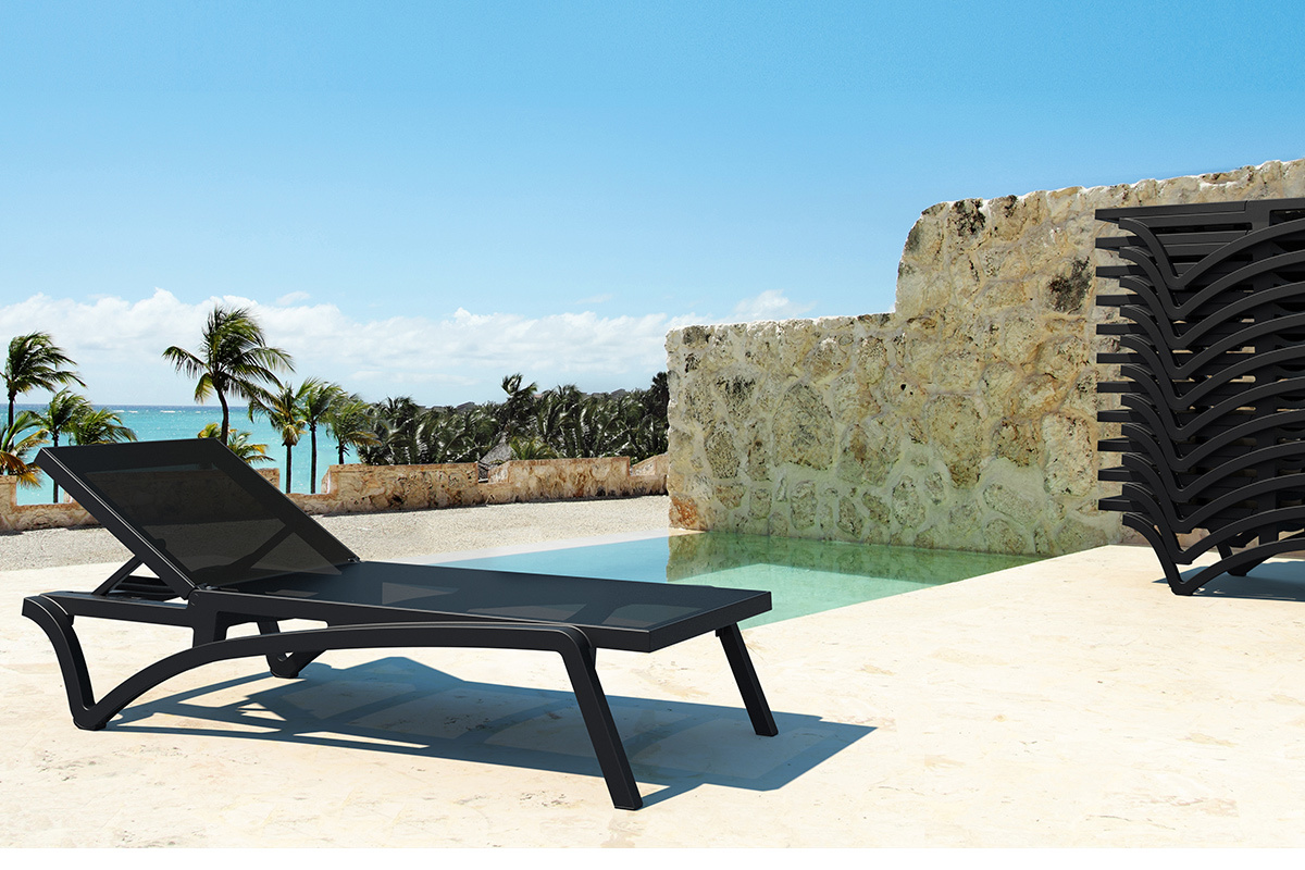 Lettino regolabile blu con rotelle CORAIL