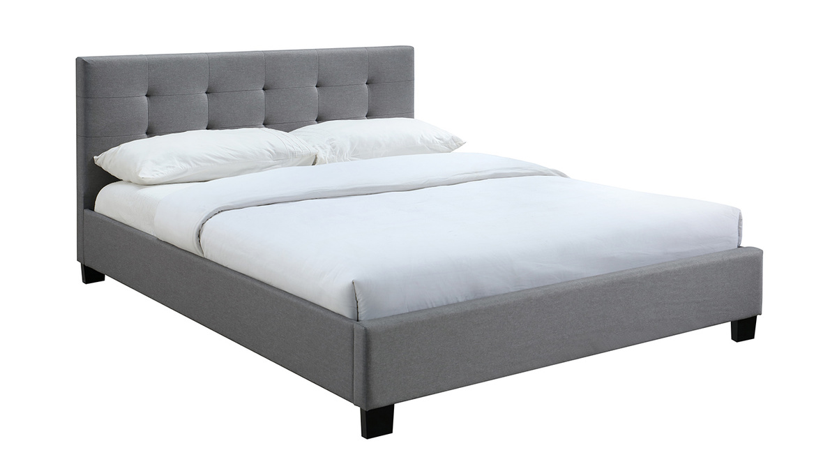 Letto 160 x 200 imbottito tessuto grigio MARQUISE