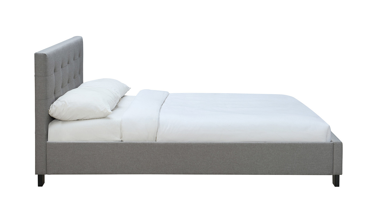 Letto 160 x 200 imbottito tessuto grigio MARQUISE