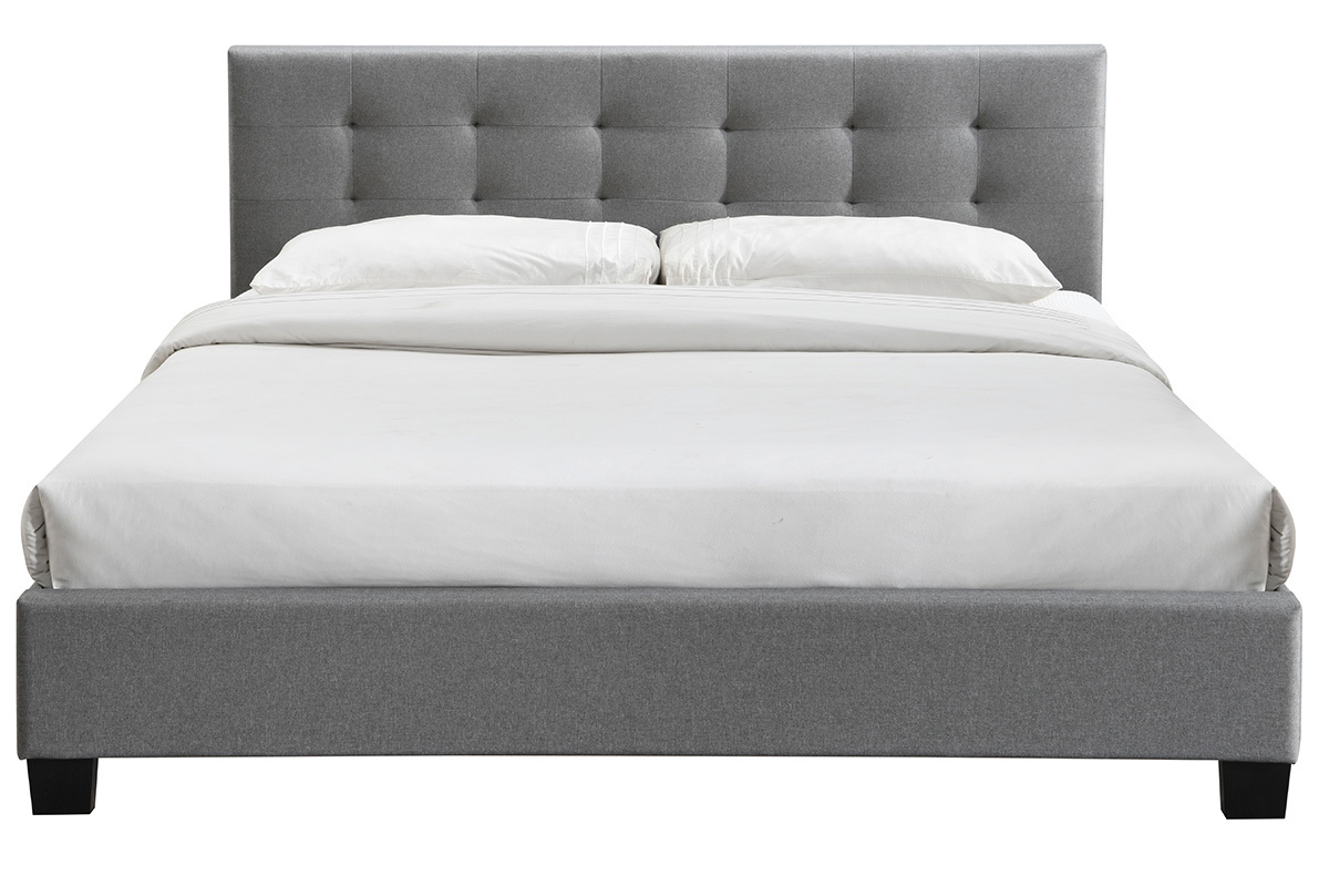 Letto 180 x 200 imbottito tessuto grigio MARQUISE