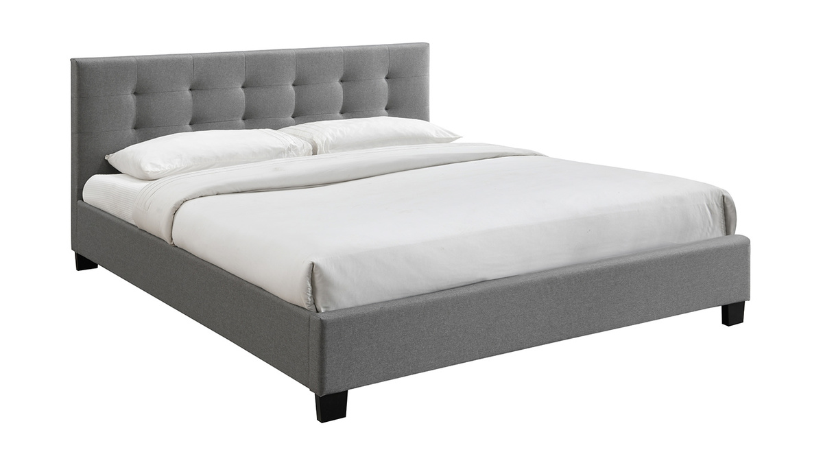 Letto 180 x 200 imbottito tessuto grigio MARQUISE