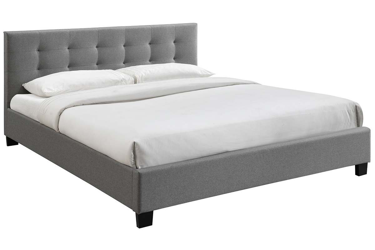 Letto 180 x 200 imbottito tessuto grigio MARQUISE