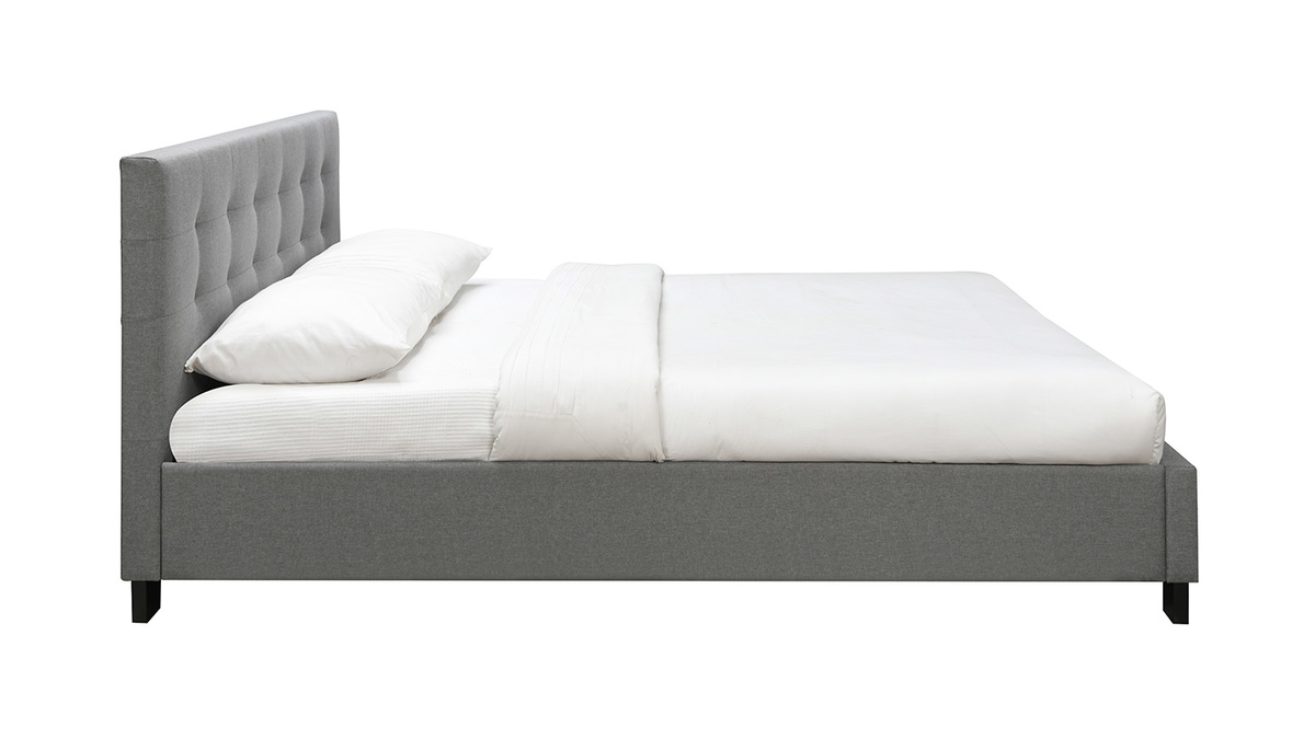 Letto 180 x 200 imbottito tessuto grigio MARQUISE