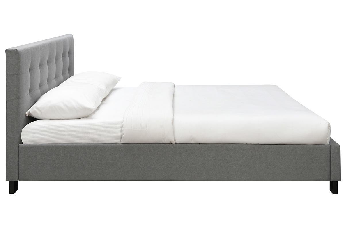 Letto 180 x 200 imbottito tessuto grigio MARQUISE