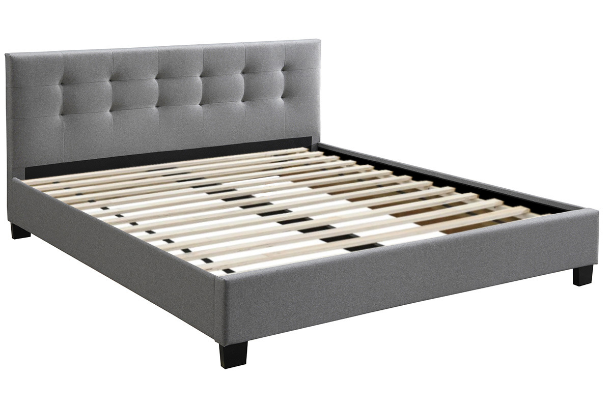 Letto 180 x 200 imbottito tessuto grigio MARQUISE