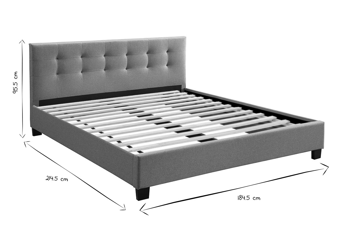 Letto 180 x 200 imbottito tessuto grigio MARQUISE